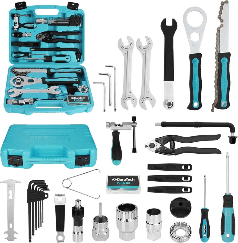 DURATECH 40 Pieces Bike Repair Kit, Complete Bicycle Tool Kit with Storage Case, Bike Tools for Mountain & Road Bikes – Chain, Tire, Brake, and Pedal Maintenance Set, Great Gift for Men, Women - Image 1